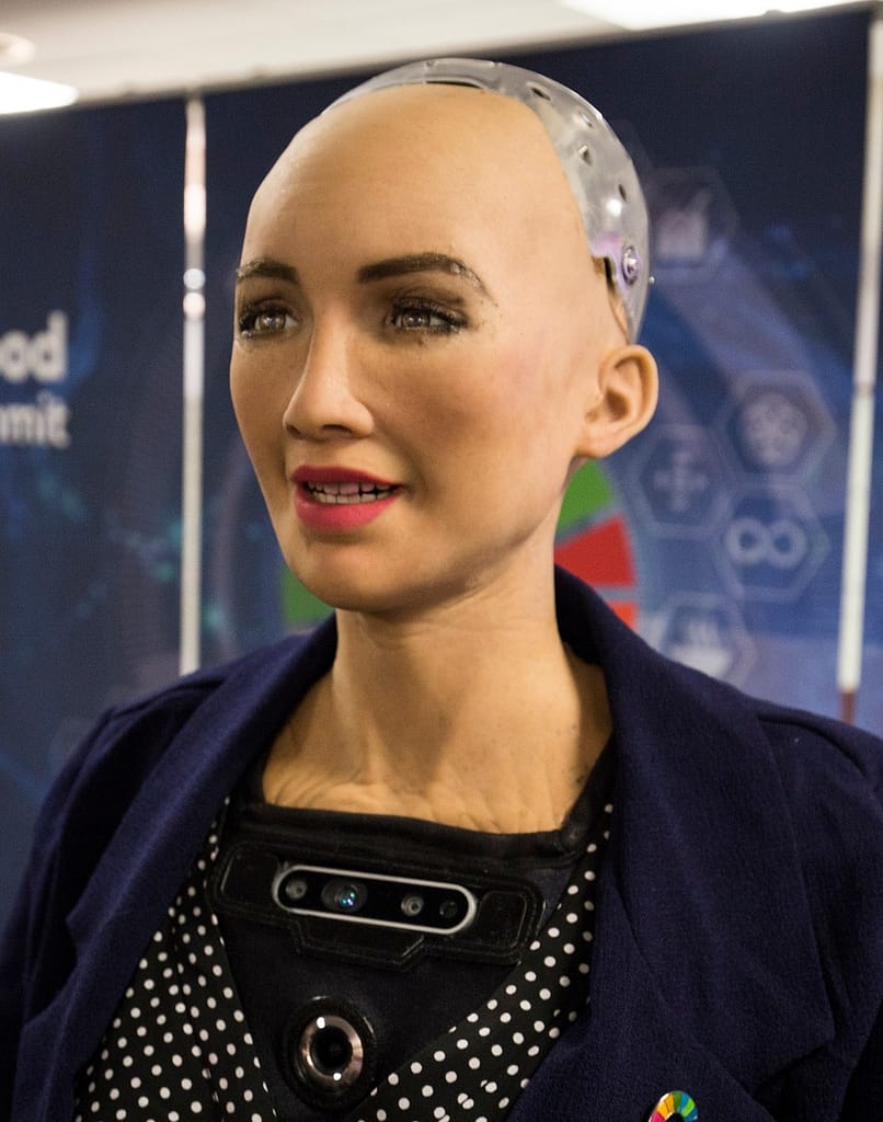 Sophia humanoid robot exhibiting the first criteria of AGI, artificial general intelligence